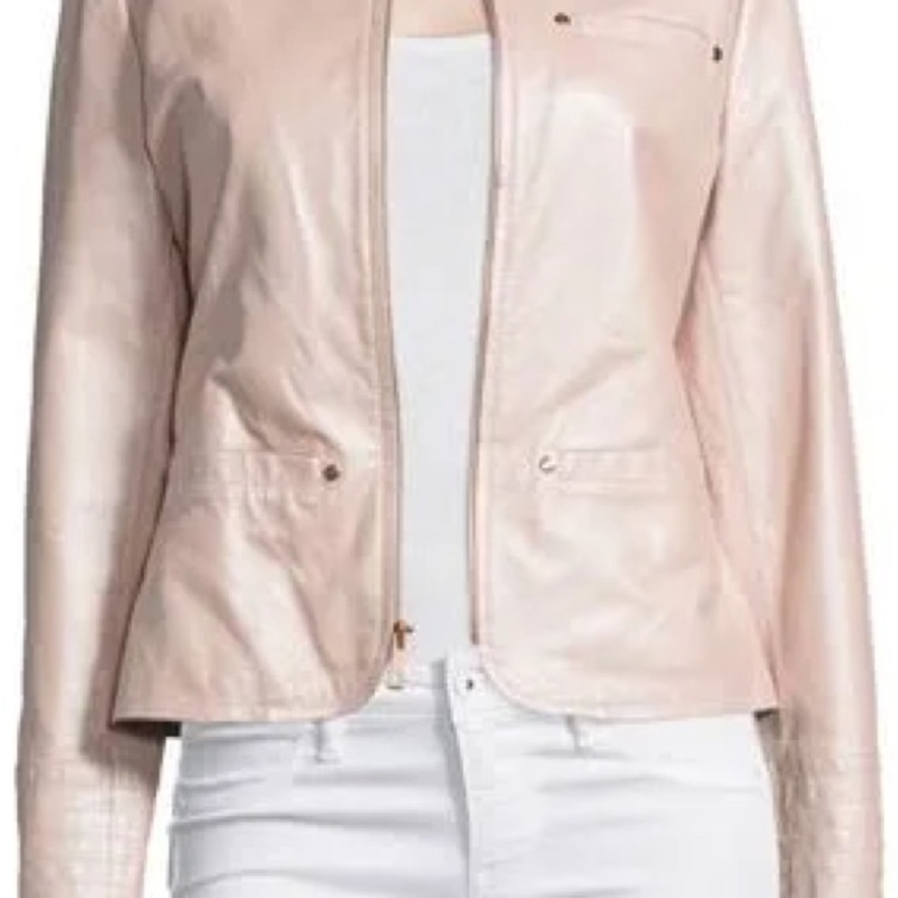 Neiman Marcus Pearlized Pink Women’s Leather Jacket XS